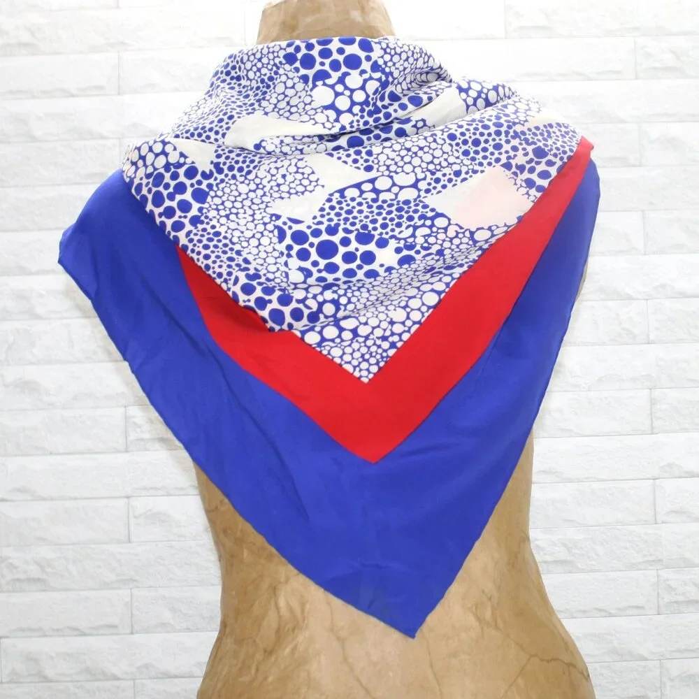 VINTAGE THE SILK FARM Scarf Polka Dot Patriotic Stripe Oversized Red White Blue